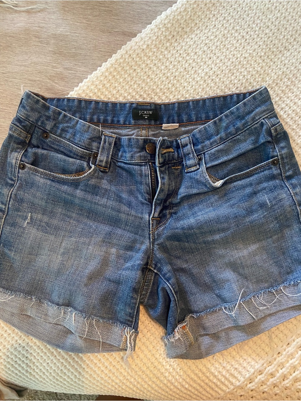 J. Crew Frayed Hem Blue Denim Cutoff Shorts